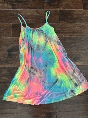 JODIFL Multicolor Tie-Dye Swim Coverup — Neon Rainbow